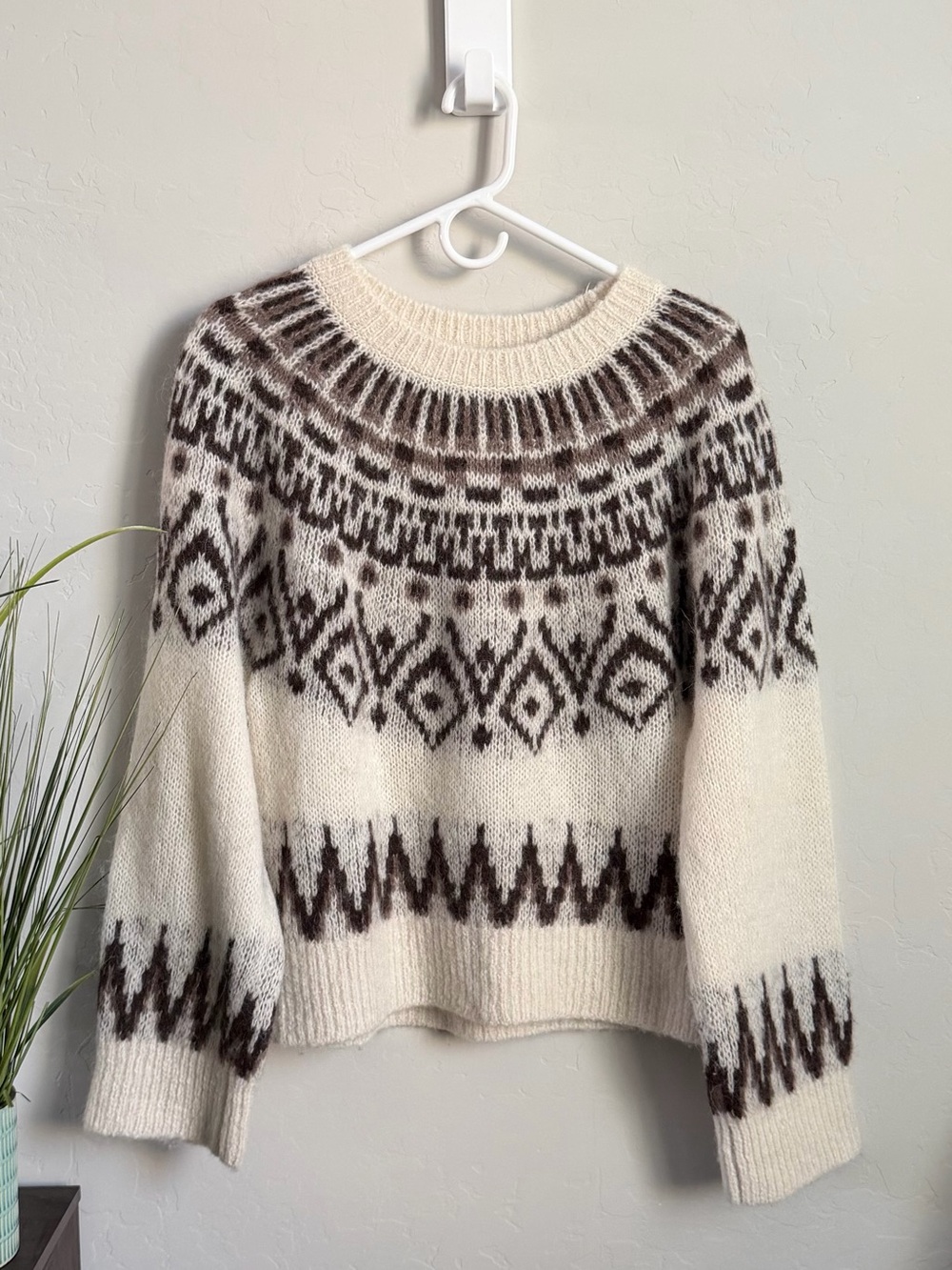 Madewell Alpaca Blend Fair Isle Sweater Nordic Wool Blend Pullover Medium
